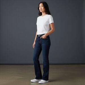 Gap 1969 denim Jeans Womens Low Rise 24/00R Curvy dark blue wash bootcut fit